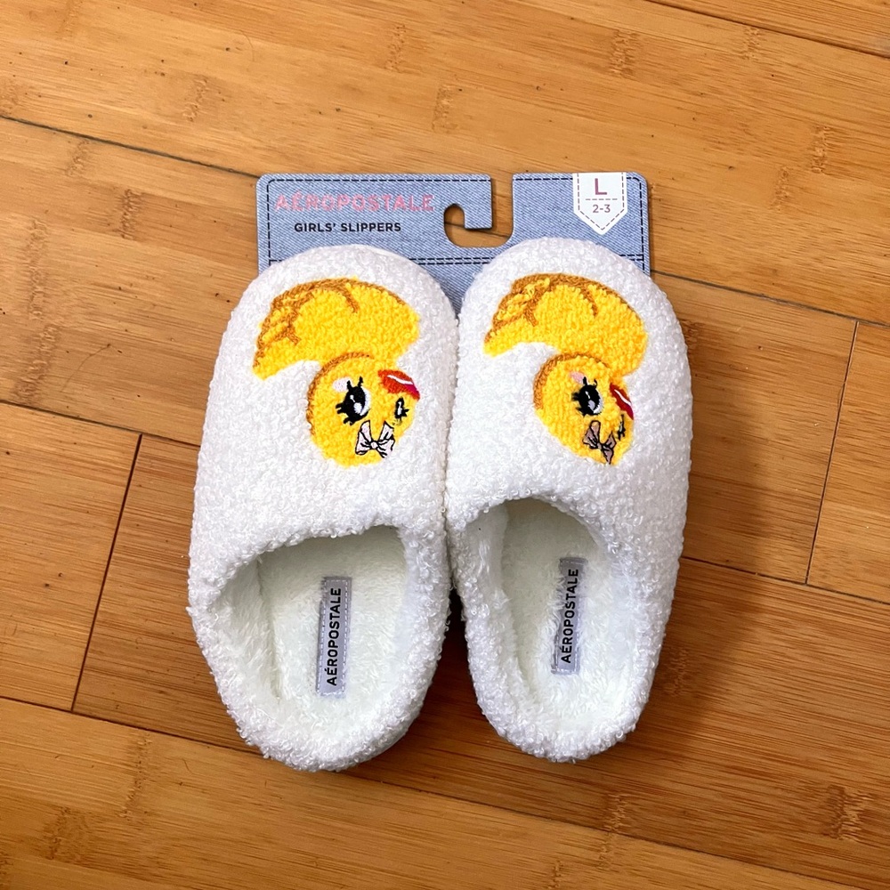NWT Girls Size L 2-3 Aeropostale Duck Slippers House Shoes